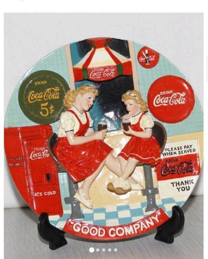 Vintage Coca Cola "Good Company" bord - USA + andere items, Ophalen of Verzenden, Gebruikt