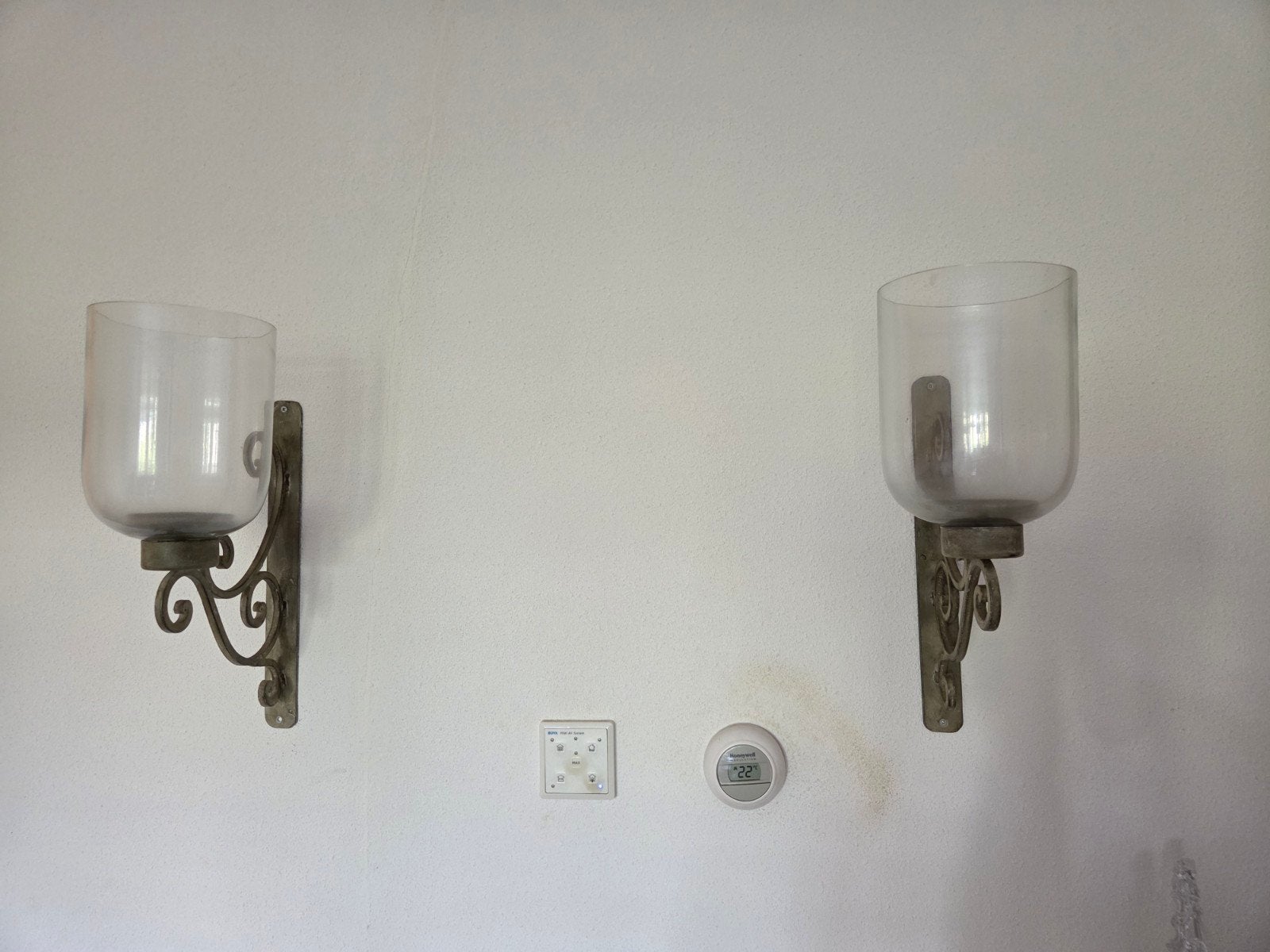 2 Prachtige Wand Windlichten van Metaal met Glas, Ophalen of Verzenden, Gebruikt, Metaal, Windlicht