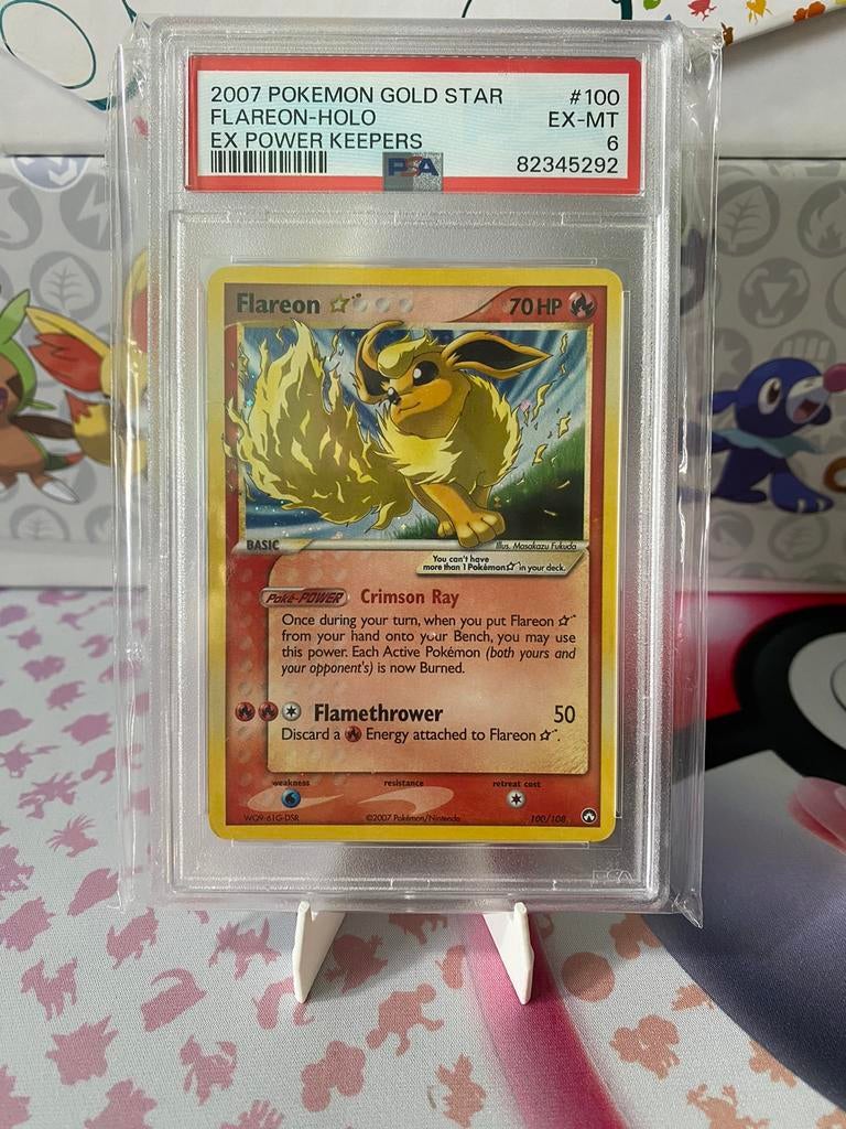 POKEMON FLAREON GOLD STAR PSA 6 EX POWER KEEPERS 100, Ophalen of Verzenden, Gebruikt