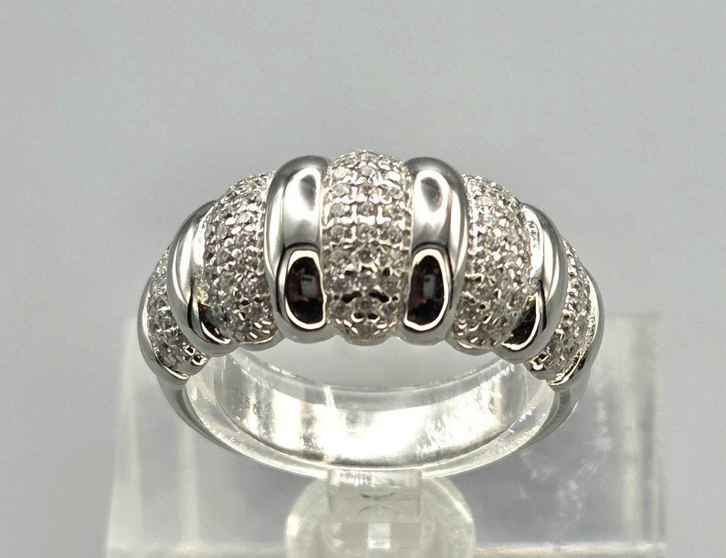 Prachtige brede zilveren ring met zirkonia. 2026/387, Met edelsteen, ., Nieuw, Ophalen of Verzenden