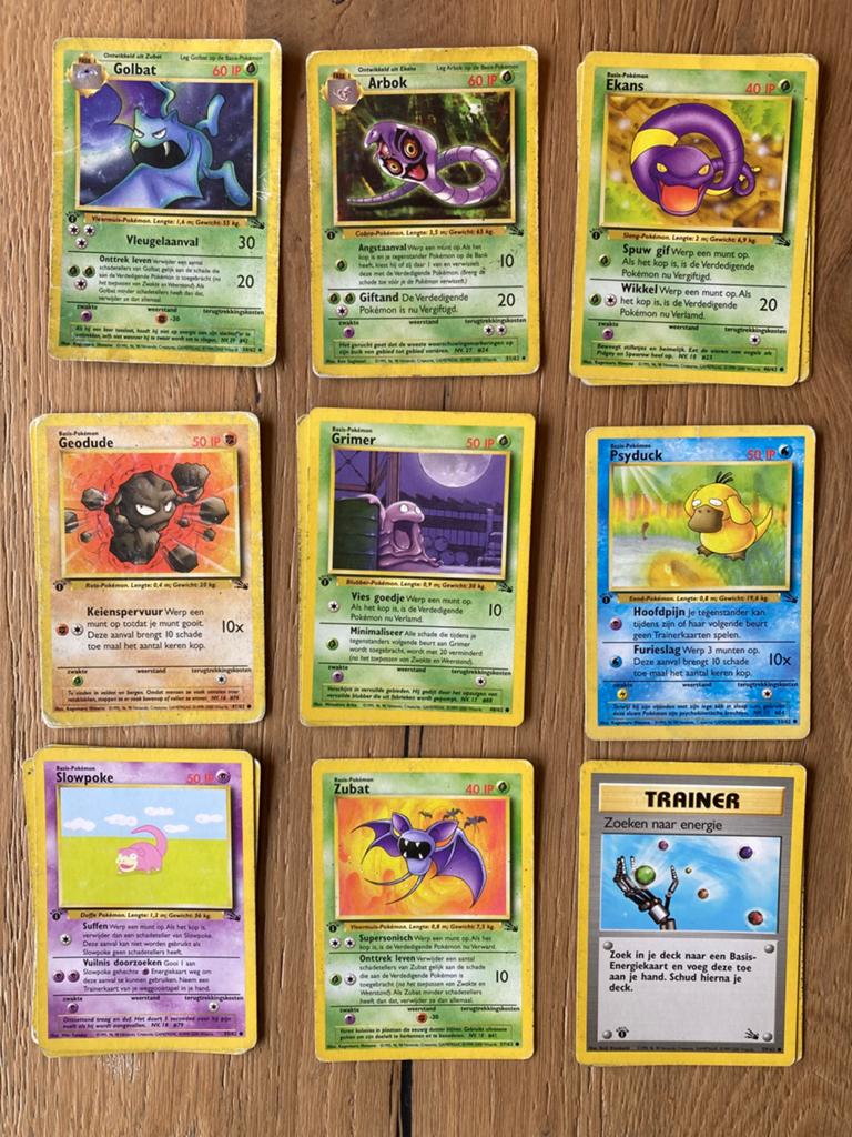 Pokémon Fossil Set 1999 NL 1st Edition Kaarten, Ophalen of Verzenden, Gebruikt, Meerdere kaarten