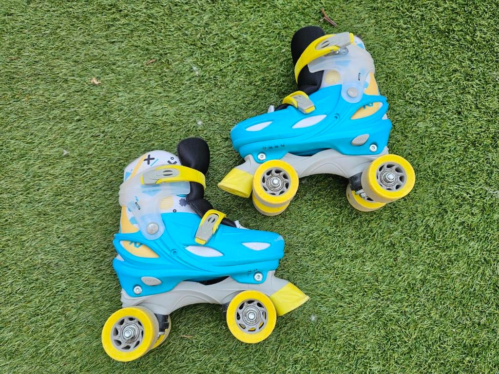 Nijdam rolschaatsen blauw wit geel verstelbaar, Ophalen of Verzenden