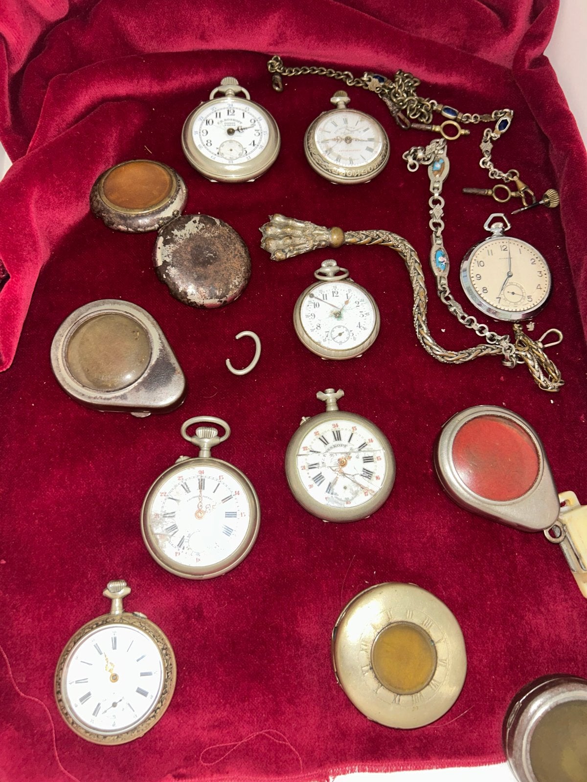 Collectie antieke zakhorloges, diverse merken en materialen, Overige merken, Overige materialen, Zakhorloge, Ophalen of Verzenden