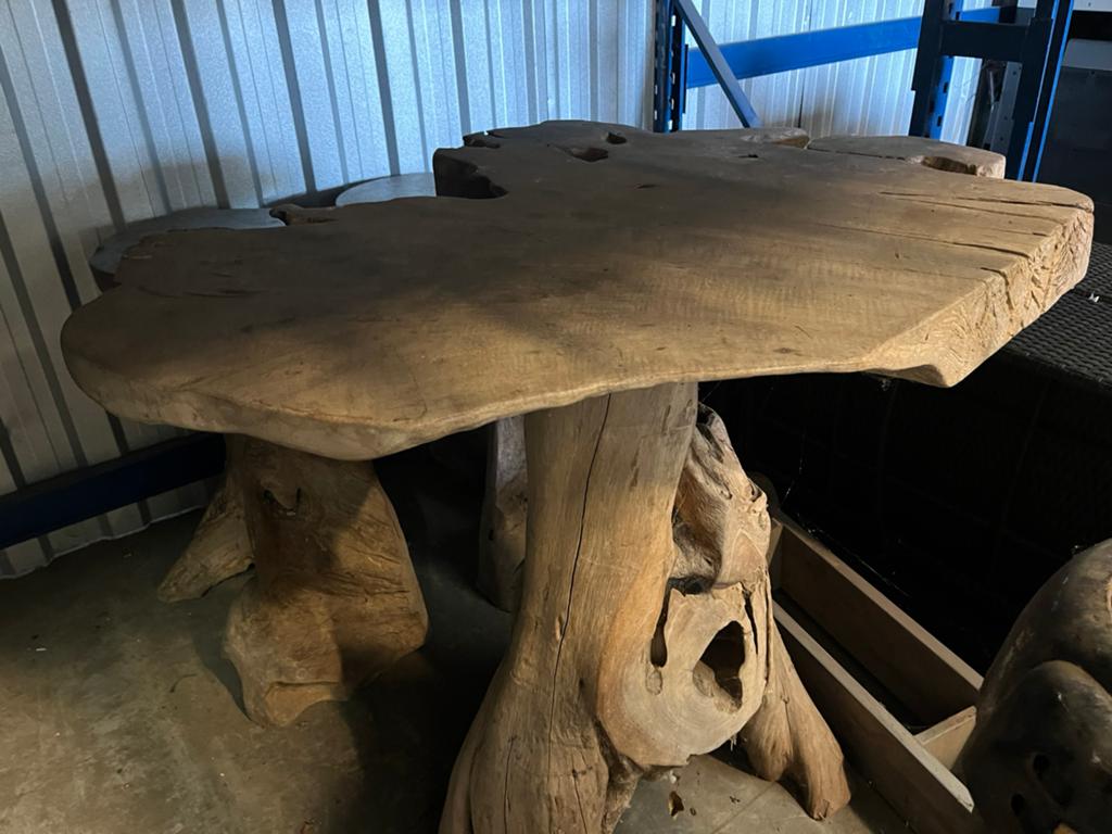 Prachtige houten tuinset/barset, Ophalen, Gebruikt, Rond, Teakhout