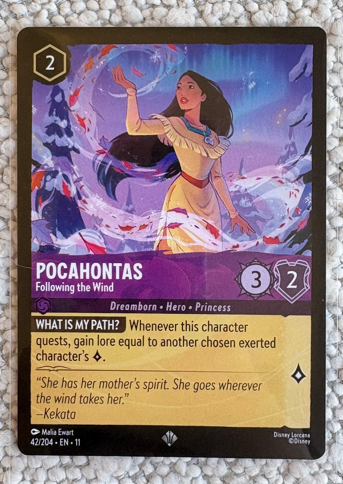 Lorcana Winterspell Super Rare: Pocahontas [42/204], Ophalen of Verzenden, Nieuw, Losse kaart
