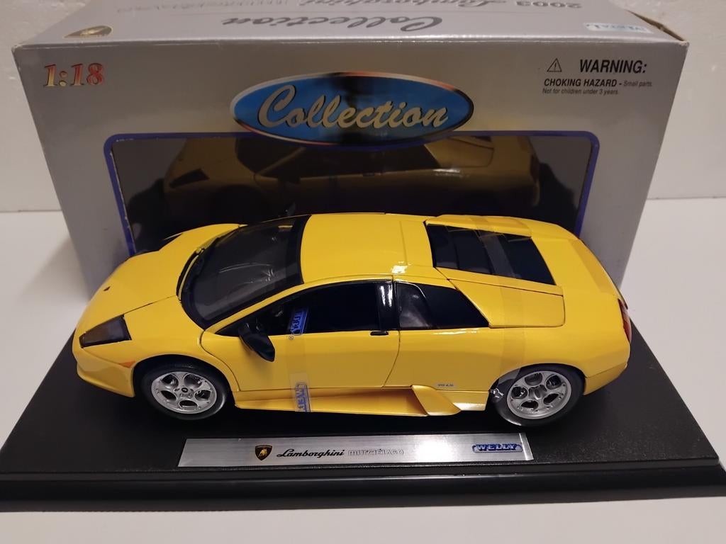 Lamborghini Murcielago yellow Welly metal 1:18 KRD, Ophalen of Verzenden, Zo goed als nieuw, Auto, Welly