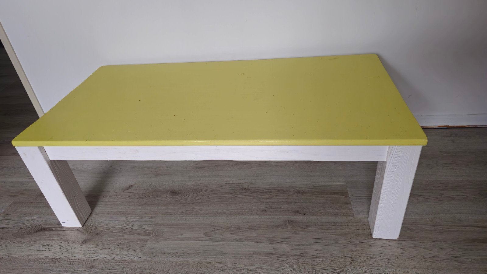 Gele salontafel / bijzettafel, Ophalen, Gebruikt, 50 tot 100 cm, 100 tot 150 cm