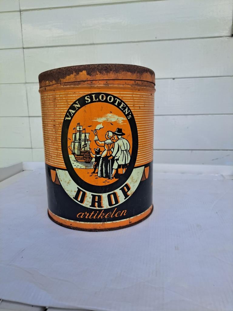 Vintage voorraadbus Vuurtoren Drop Van Slootens, Verzamelen, Blikken, Ophalen, Gebruikt, Overige