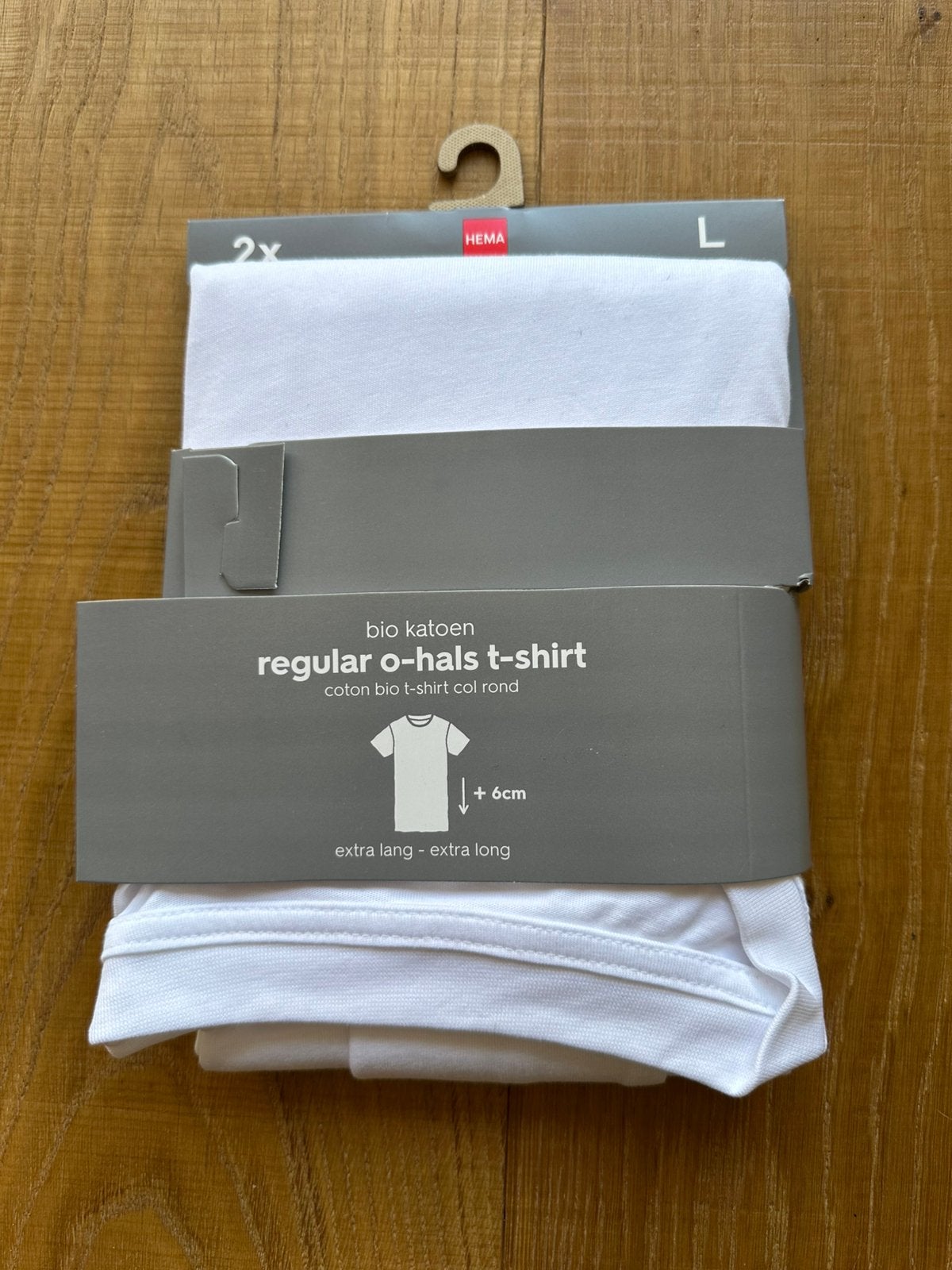 T-shirt regular o-hals extra lang L - Hema - NIEUW-, Ophalen of Verzenden, Wit, Overige typen