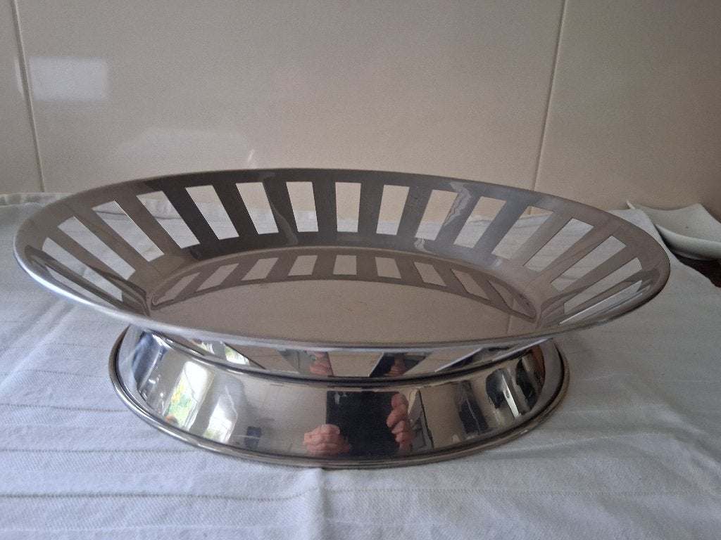 Vintage Bodum brood-fruitschaal Deens design rvs *eureka*, Overige typen, Bodum, Ophalen of Verzenden, Zo goed als nieuw