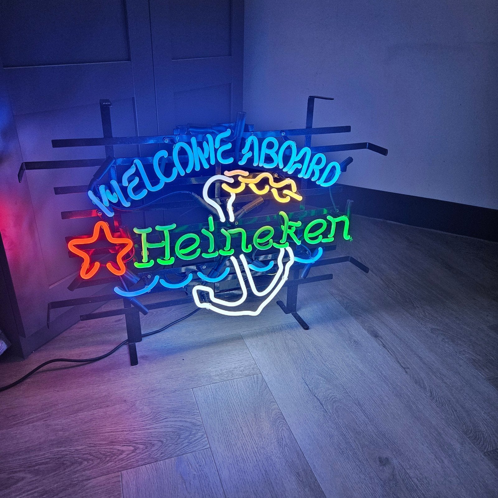 Heineken Neon Reclamebord - Welcome Aboard, Ophalen, Meerkleurig, Zo goed als nieuw, Modern