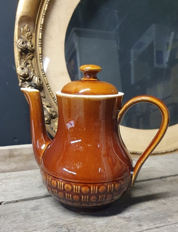 Vintage keramieken koffiepot - Bruin - 0,7 liter, Ophalen of Verzenden