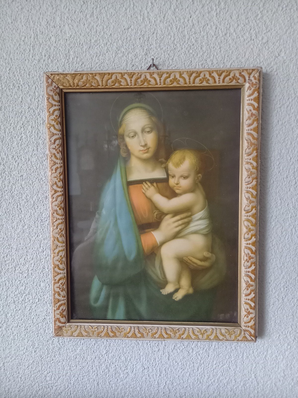 Mooie religieuze afbeelding van Maria met kind, Antiek en Kunst, Antiek | Religie, Ophalen of Verzenden