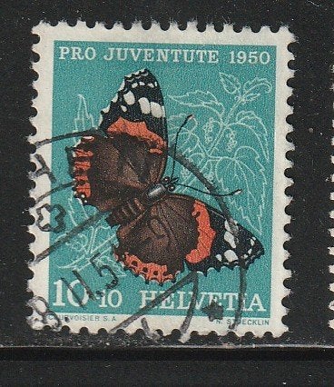 Zwitserland 1950 - Rode Admiraal vlinder, Postzegels en Munten, Ophalen, Gestempeld