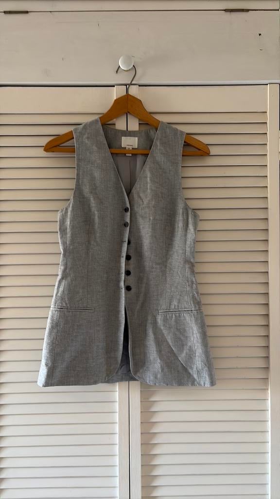 Gilet H&M linnen blend maat 36, Ophalen of Verzenden, Zo goed als nieuw, Maat 36 (S), Grijs