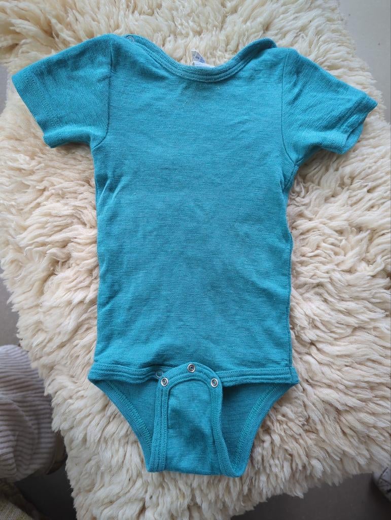 Engel wollen romper blauw/groen maat 74/80, Kinderen en Baby's, Ophalen of Verzenden, Zo goed als nieuw, Jongetje of Meisje, Nacht- of Onderkleding