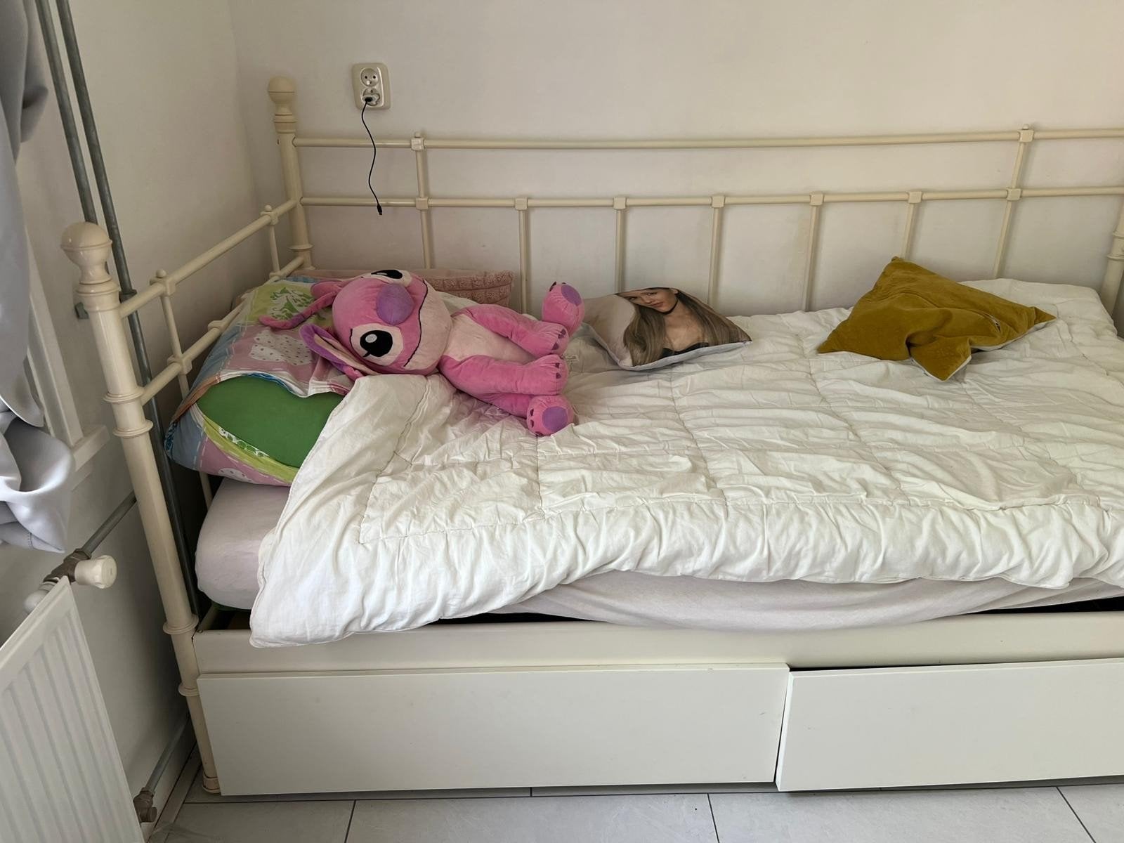 IKEA Hemnes Bedbank met 2 lades - Wit, Huis en Inrichting, Gebruikt, Eenpersoons, Wit, Ophalen of Verzenden