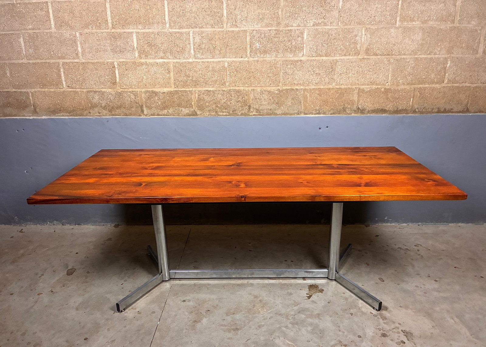 Vintage eettafel chroom teak minimalistisch, Huis en Inrichting, Tafels | Salontafels, Ophalen, G, G, 200 cm of meer