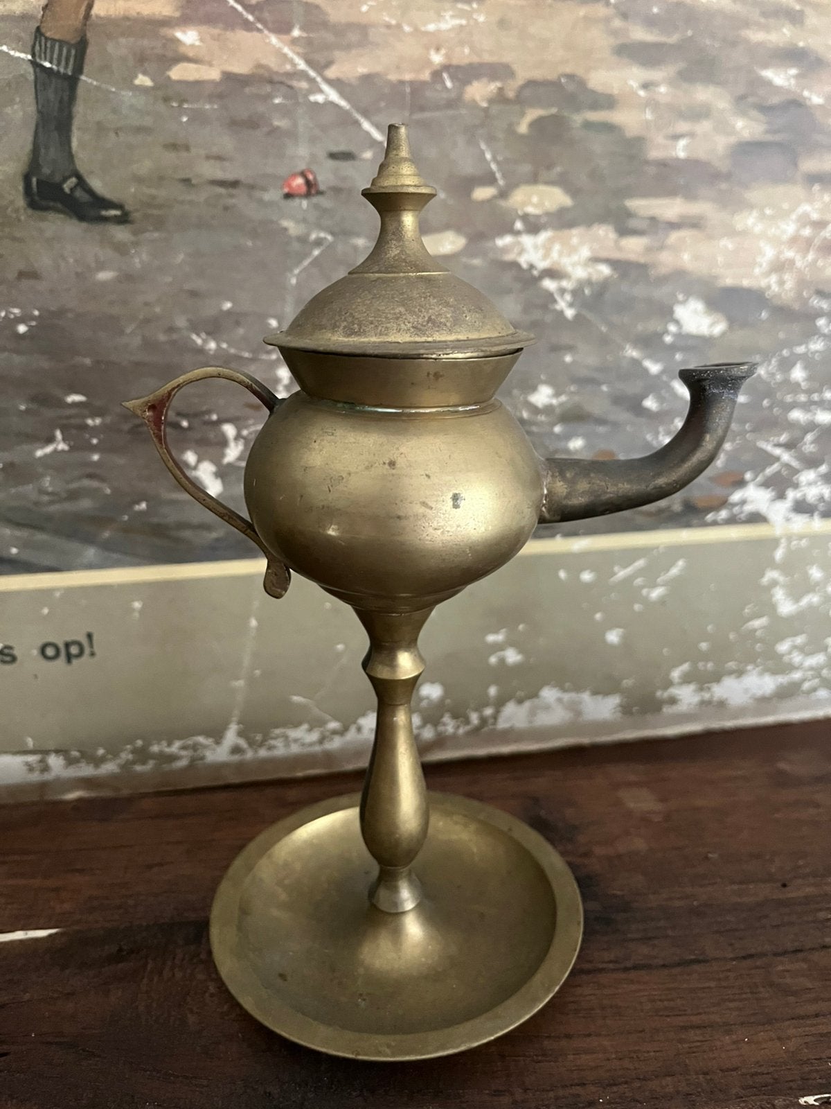 Antieke messing olielamp / snotneus, Ophalen