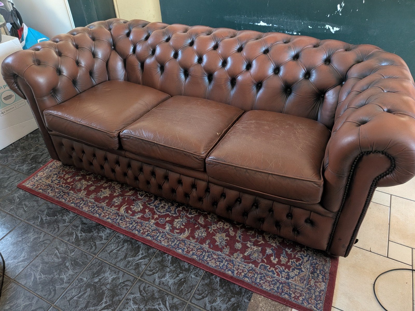 Originele Delta Chesterfield bank, Ophalen, Gebruikt, Chesterfield, Driepersoons