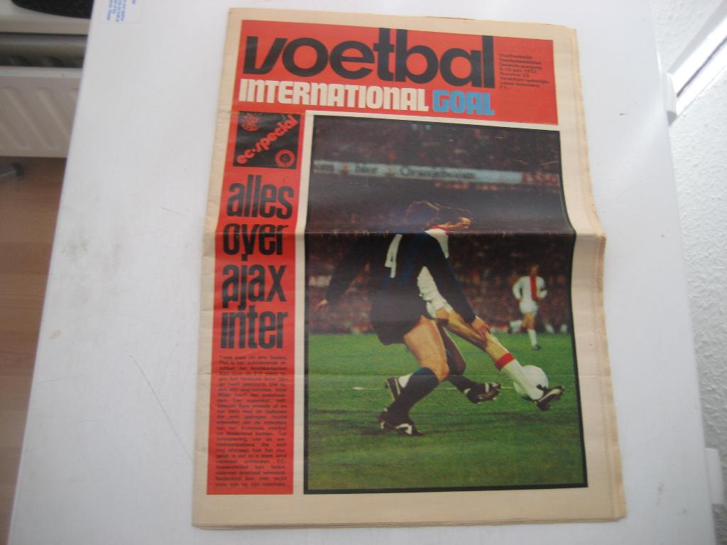 ajax inter 1972 finale europacup verslag, Ophalen of Verzenden, Gebruikt, Ajax, Poster, Plaatje of Sticker