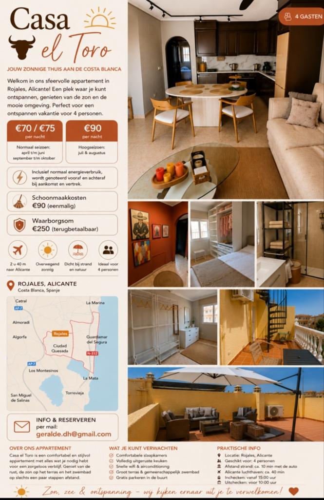 Vakantieappartement te huur in Alicante 4 personen, Airconditioning