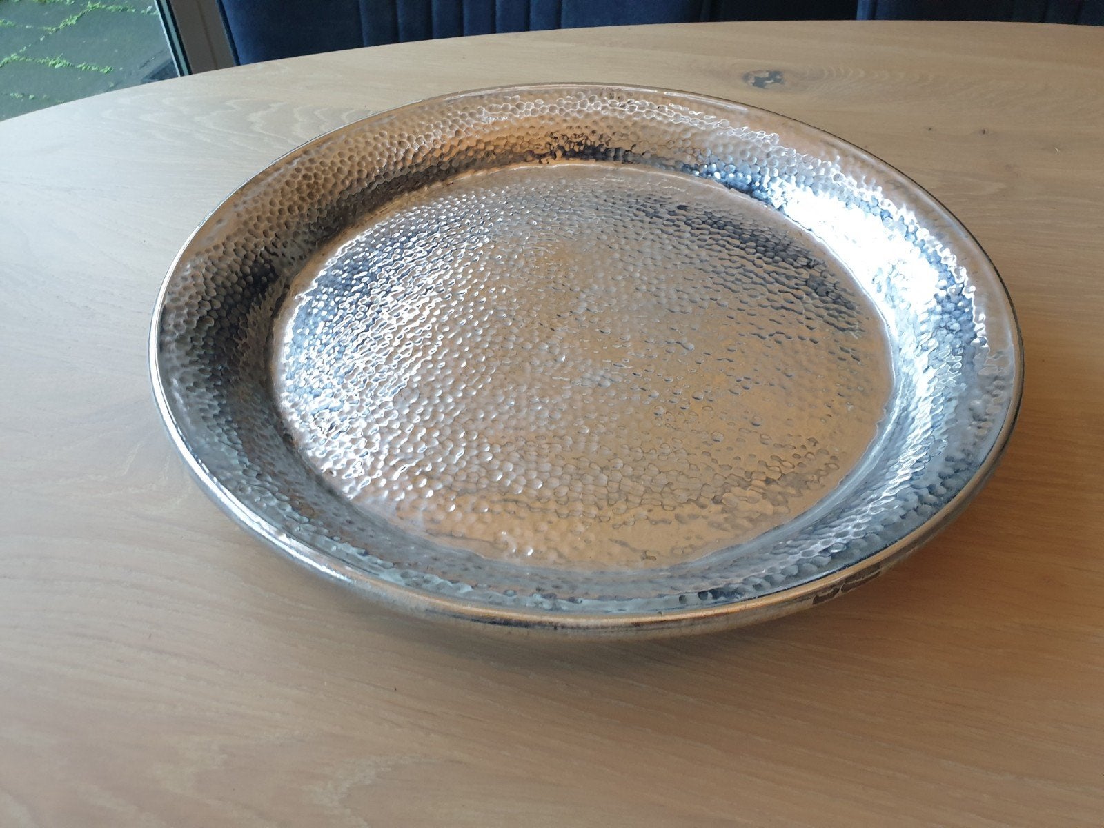 Zilverkleurige decoratieve stenen schaal, Huis en Inrichting, Woonaccessoires | Schalen en Manden, Schaal, Rond, Ophalen of Verzenden