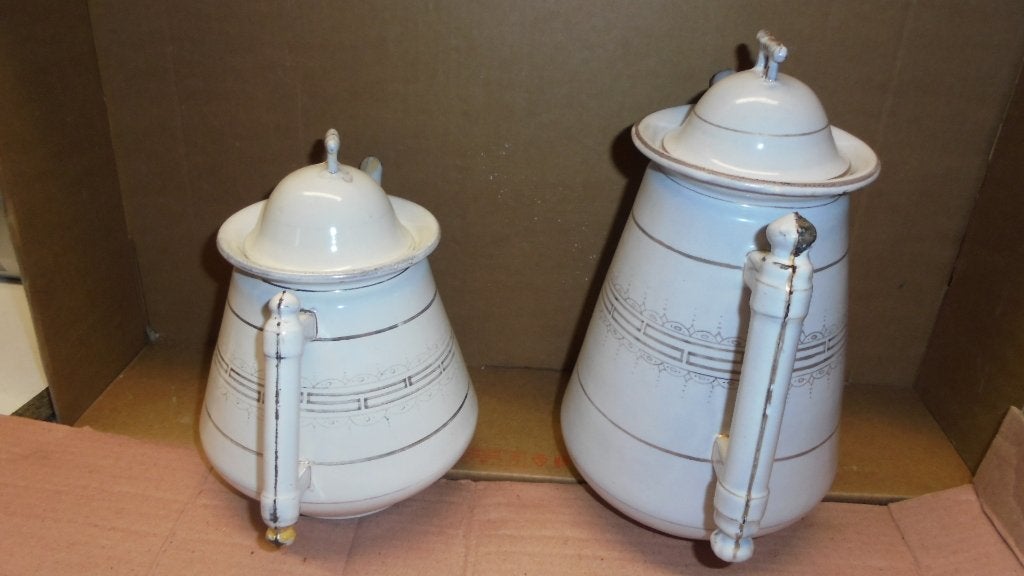 emaille theepot H20 & koffiekan H27cm met luciferhandvat, Ophalen of Verzenden