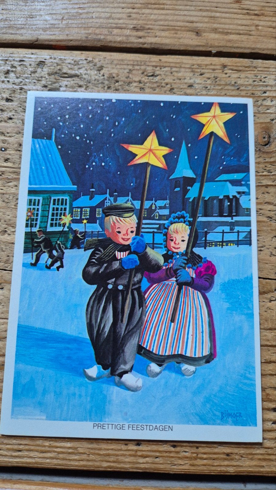 💙Vintage ansichtkaart W. Bijmoer kinderen klederdracht kers, Ophalen of Verzenden, Ongelopen