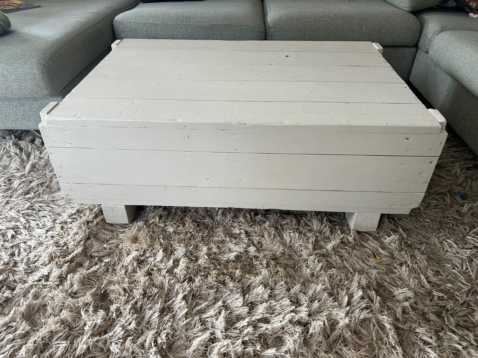 Stevige landelijke salontafel 97x68x37 cm, Ophalen, Gebruikt, 50 tot 100 cm, 50 tot 100 cm