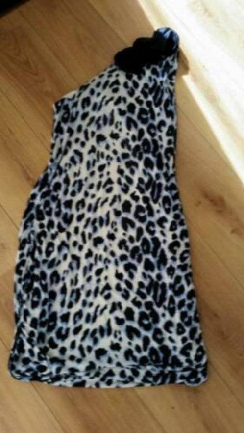 Nieuwe JUFFROUW JANSEN blauw jurk met luipaard print, Maat 42/44 (L), Nieuw, Verzenden, Blauw