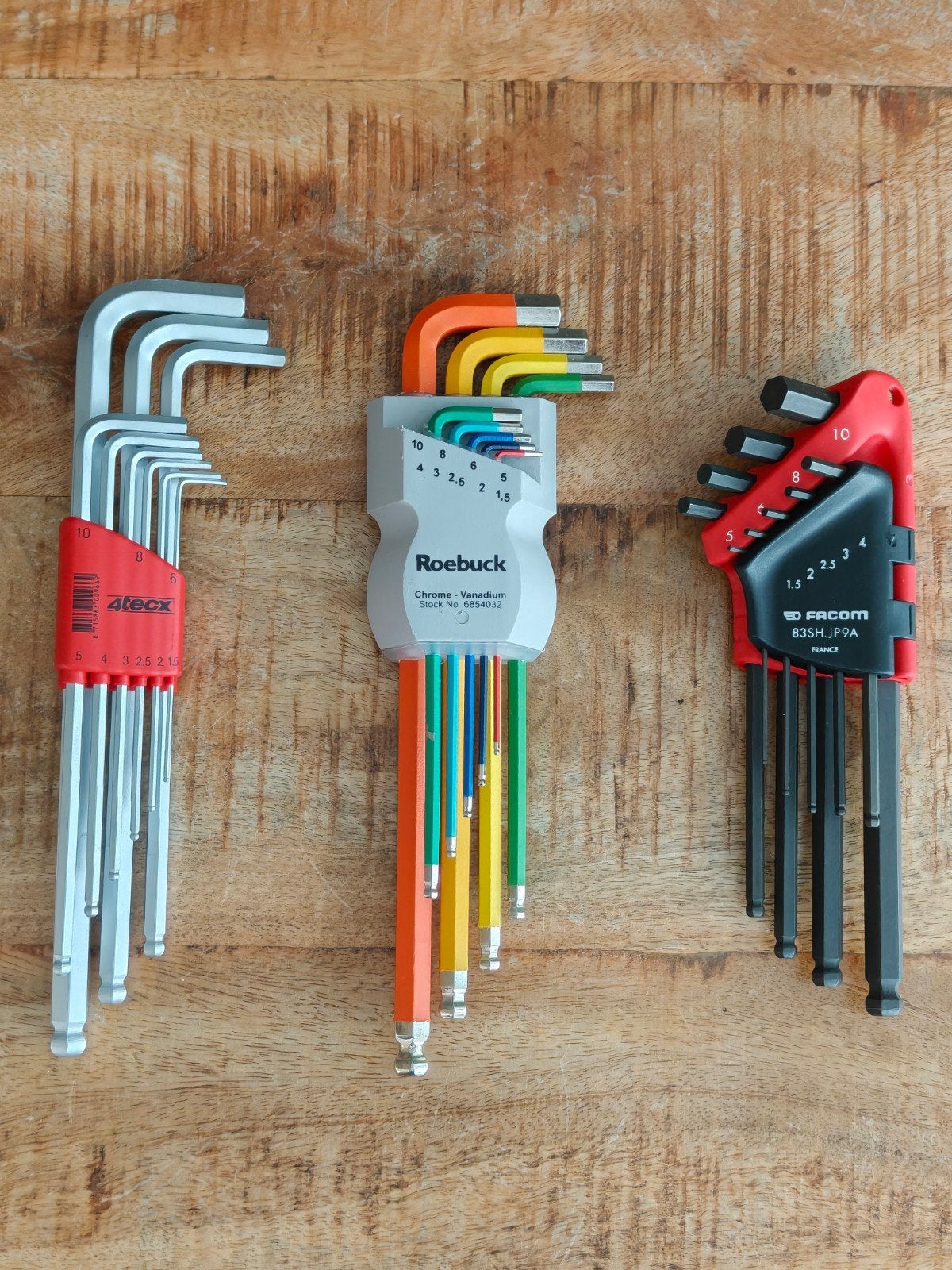 Inbussleutelsets - 3 sets van 4Tecx, Roebuck en Facom, Ophalen of Verzenden, Zo goed als nieuw, Inbusset, Facom