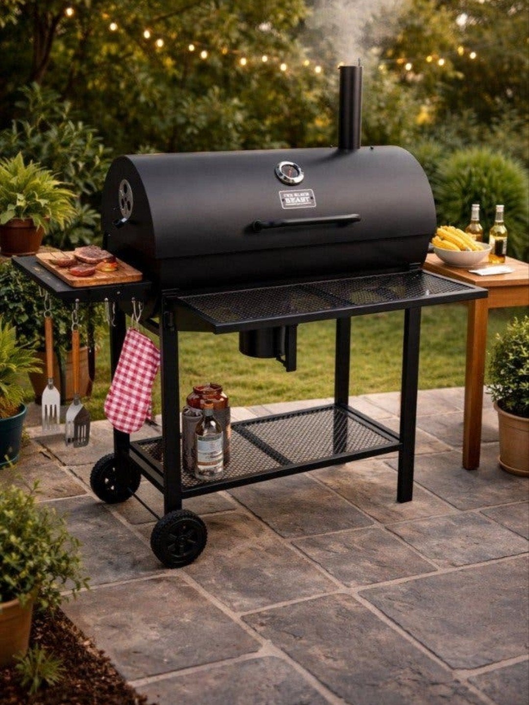 Houtskool BBQ & Smoker - The black beast, Nieuw in doos, Ophalen, Nieuw, The Black Beast