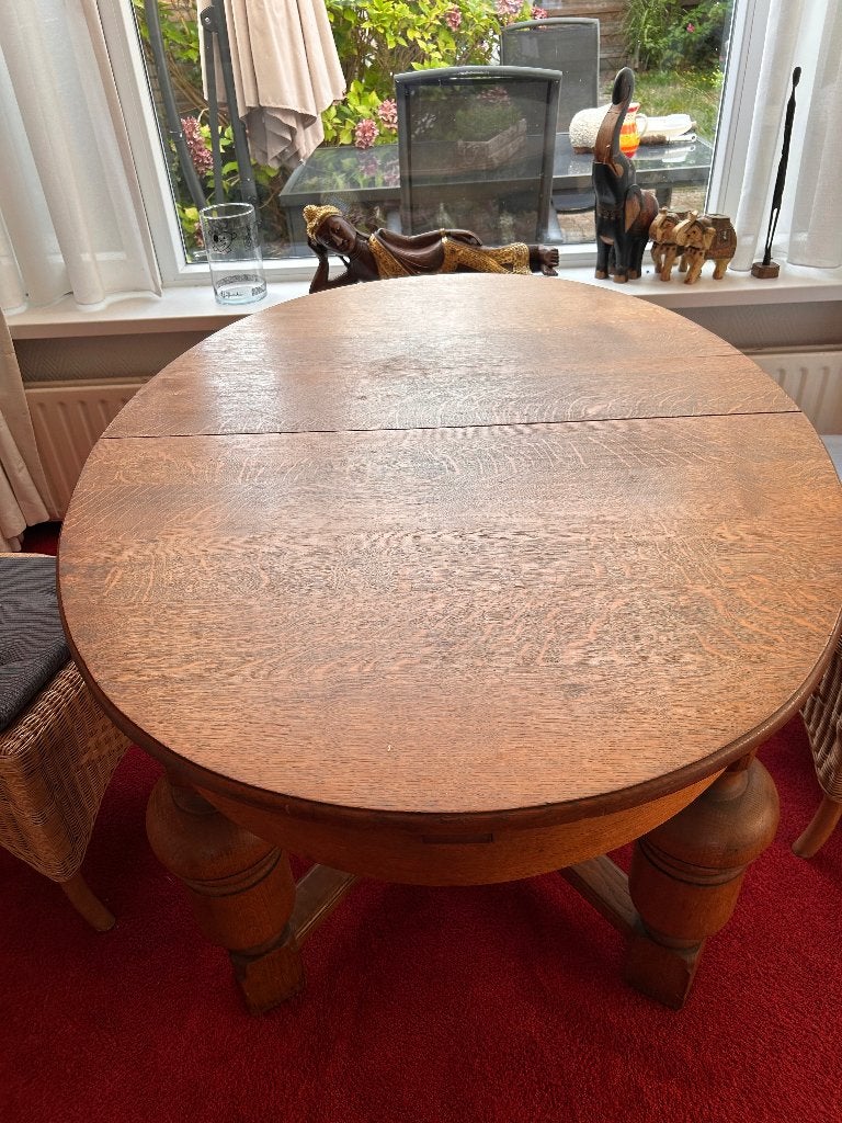 Eettafel uitvouwbaar massief eiken 140 of 200cm lang 95 brd, Huis en Inrichting, Tafels | Eettafels, Ophalen, Gebruikt, Eikenhout