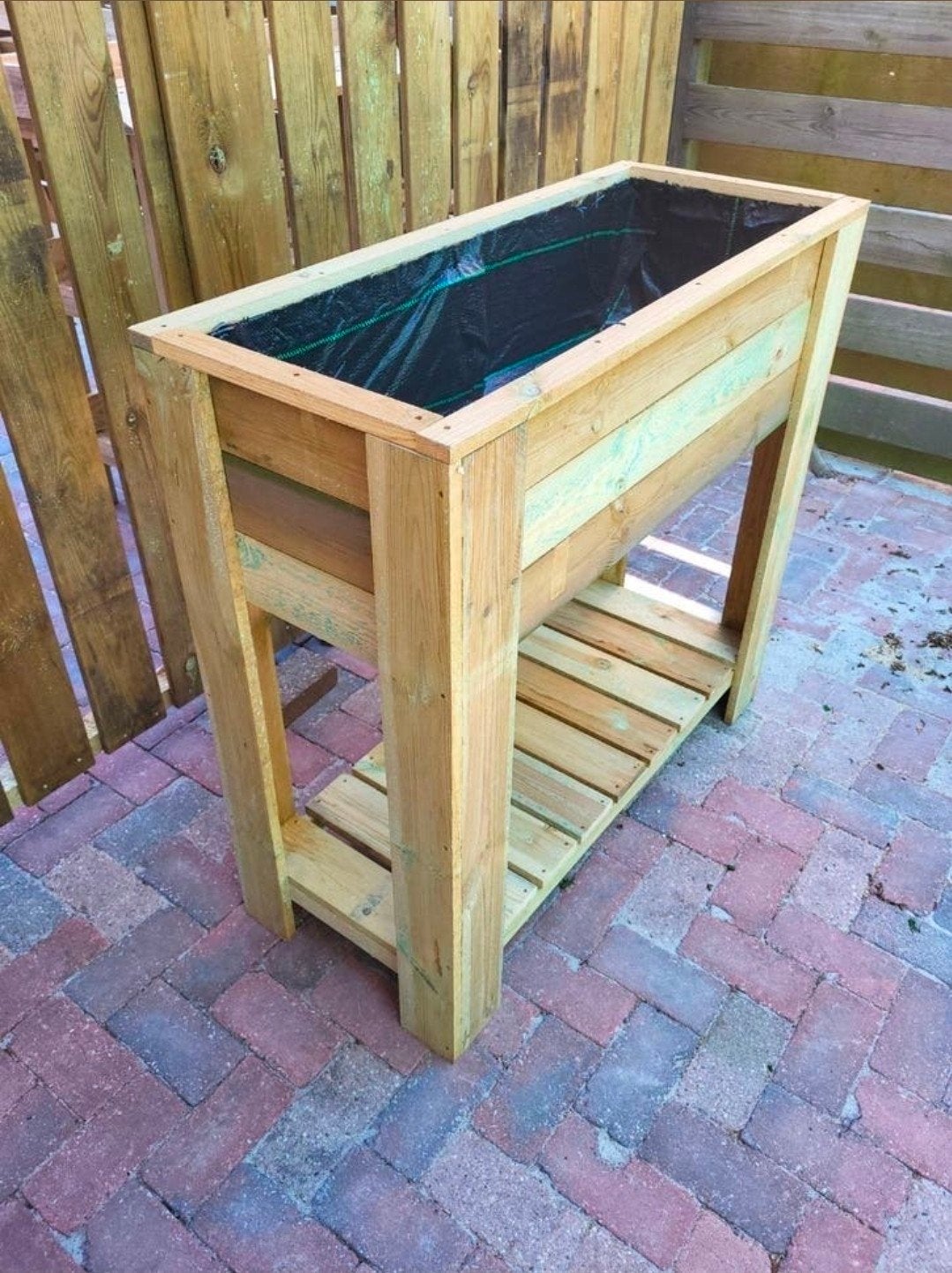 Houten plantenbak op poten met opbergrek, Ophalen, Zo goed als nieuw, 60 tot 100 cm, 60 cm of meer