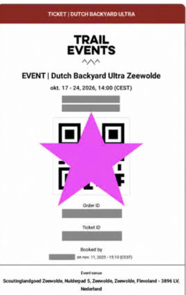 Dutch Backyard Ultra Zeewolde 17 Oktober 2026, Eén persoon, Oktober