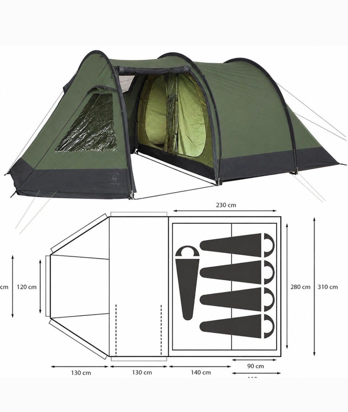Wildebeast Dangare 4 tent - ZGAN! Incl grondzeil de luxe, Caravans en Kamperen, Ophalen, Zo goed als nieuw, Tot en met 4