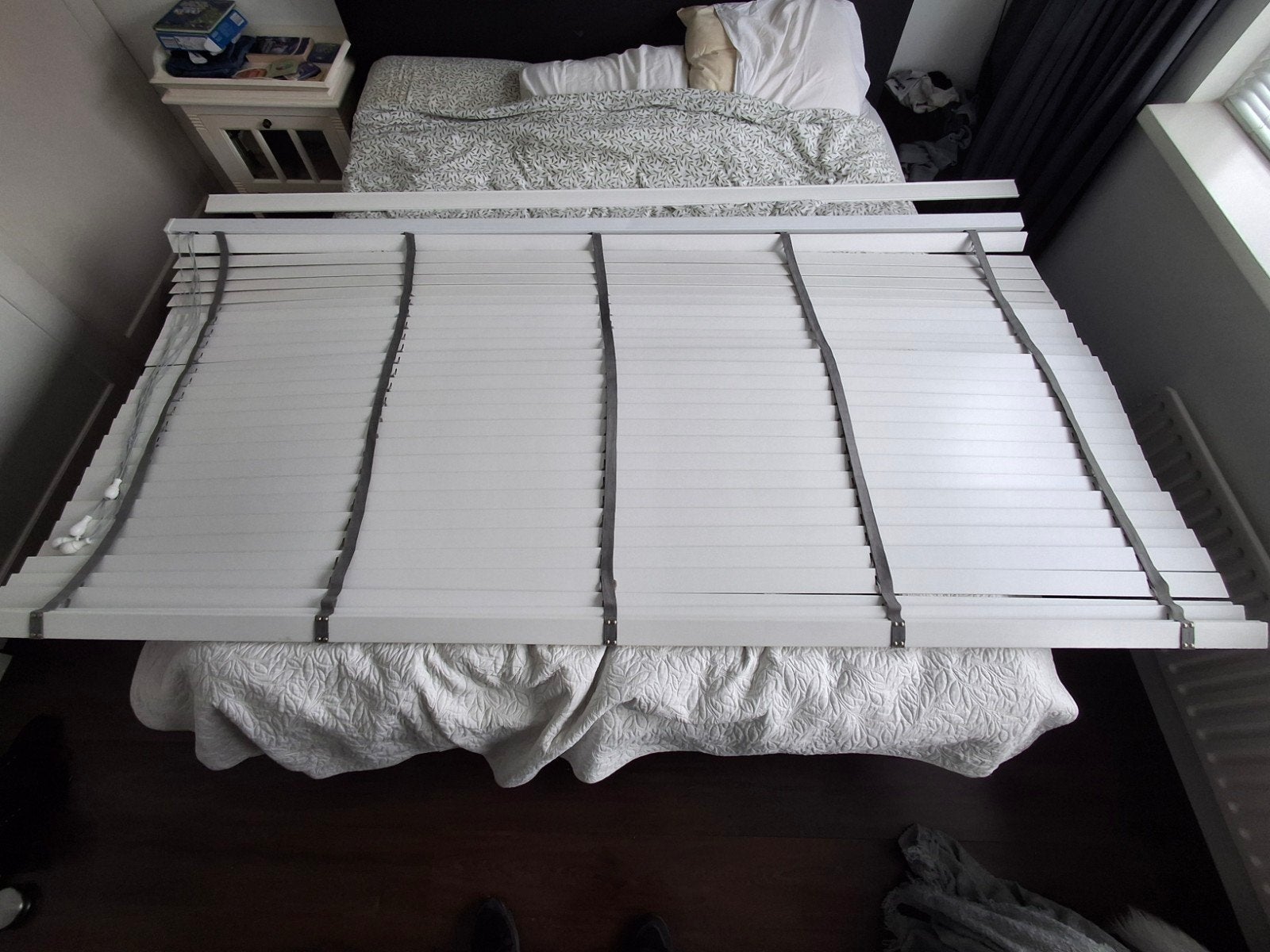 Houten Brede luxaflex, Ophalen, Wit, 135 cm, Inclusief montageonderdelen