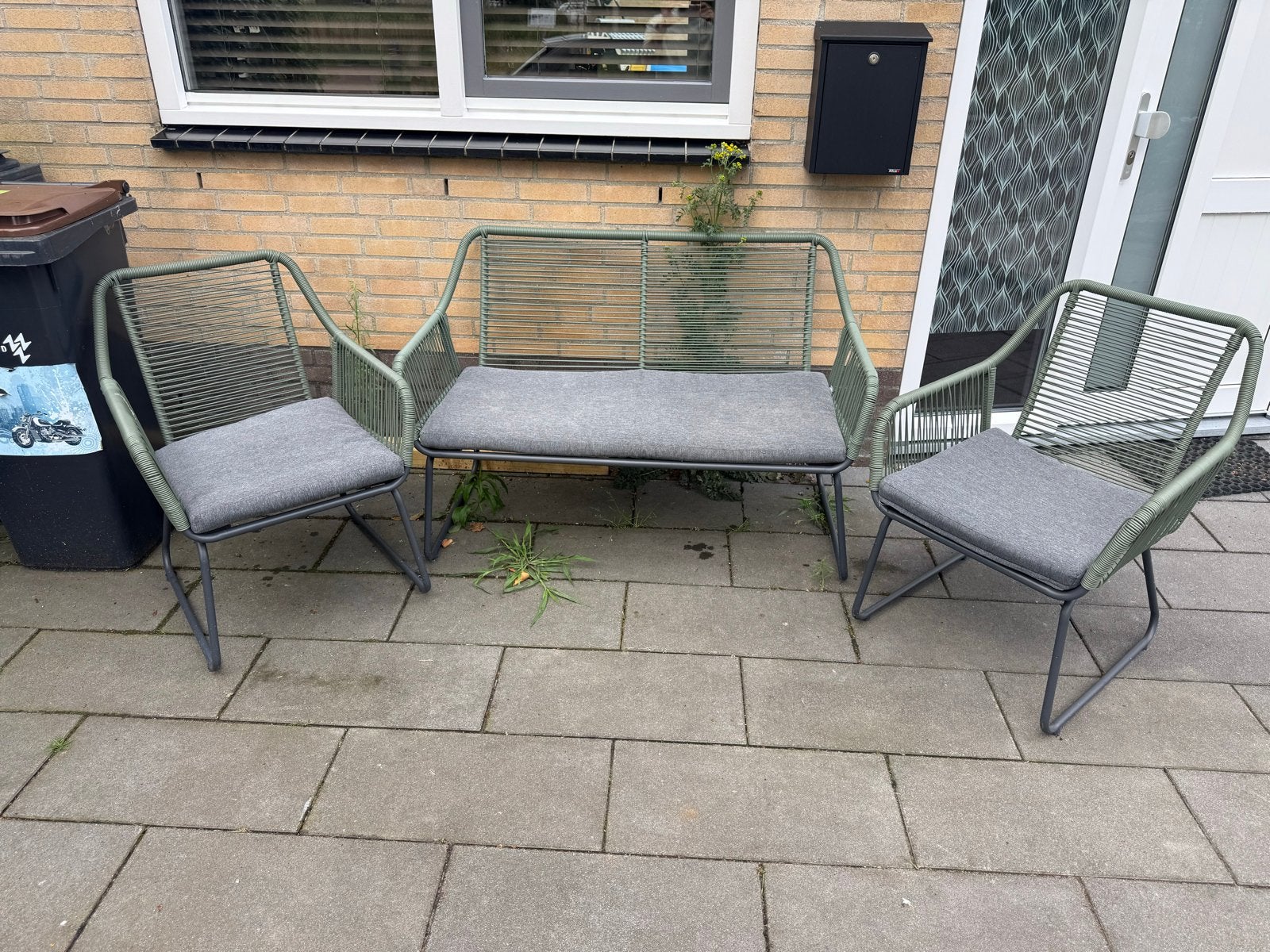 4-zits groen kleurig loungeset van Intratuin, Ophalen, 4 zitplaatsen, Kunststof, Gebruikt