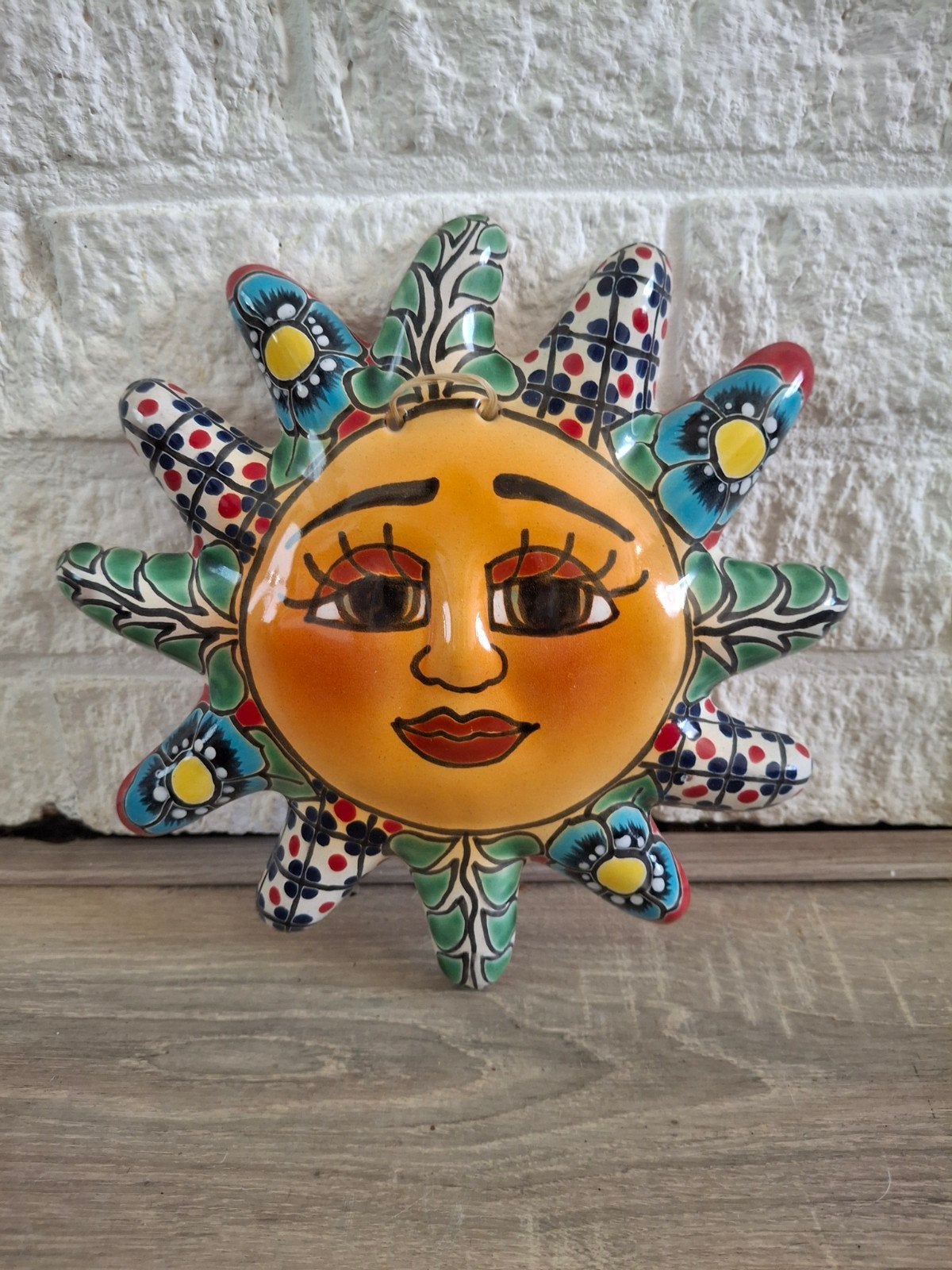 Decoratieve Zon wanddecoratie - handgeschilderd Keramiek, Ophalen of Verzenden