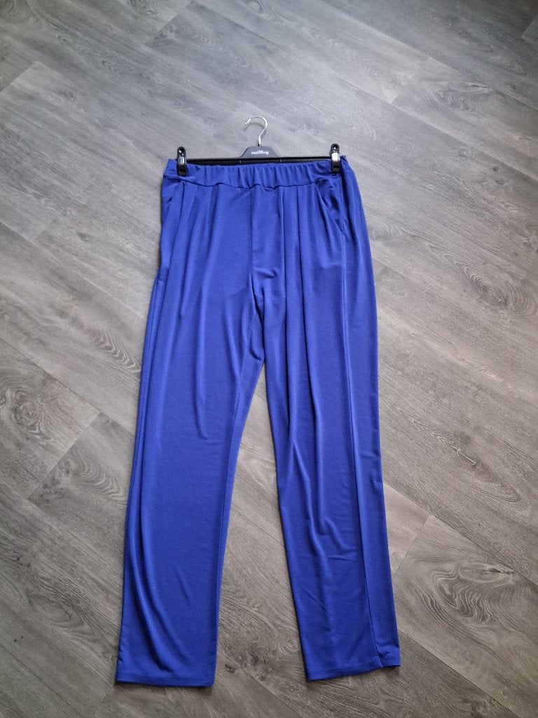 Dames stretch broek met elastiek - kobalt blauw - maat XL, Kleding | Dames, Blauw, Maat 46/48 (XL) of groter, Ophalen of Verzenden