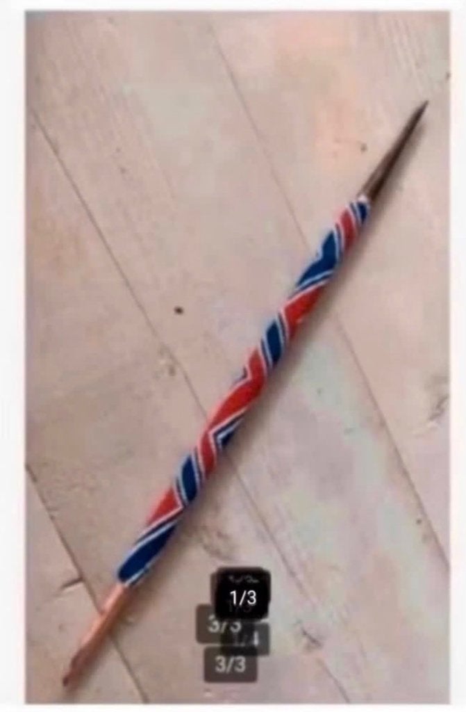 Lange Afrikaanse speerpunt, met kralen ingelegd, 39 cm, Ophalen of Verzenden
