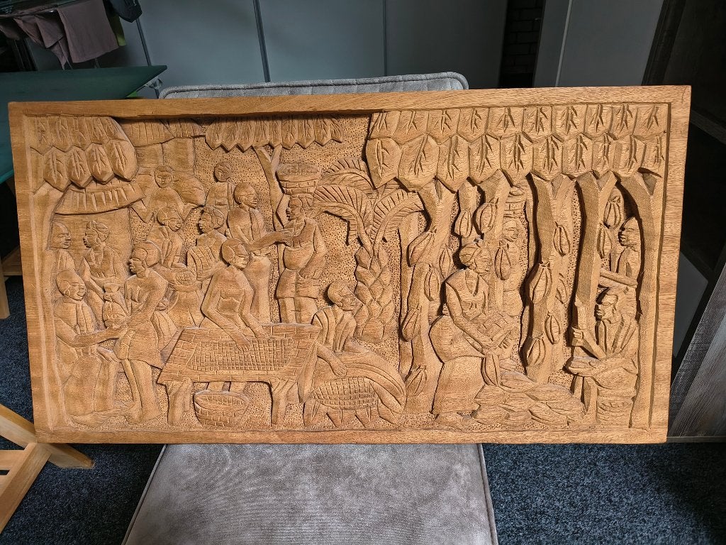 houtsnijwerk wandpaneel, Antiek en Kunst, Ophalen, Handgemaakt, Hout, Houtsnijwerk