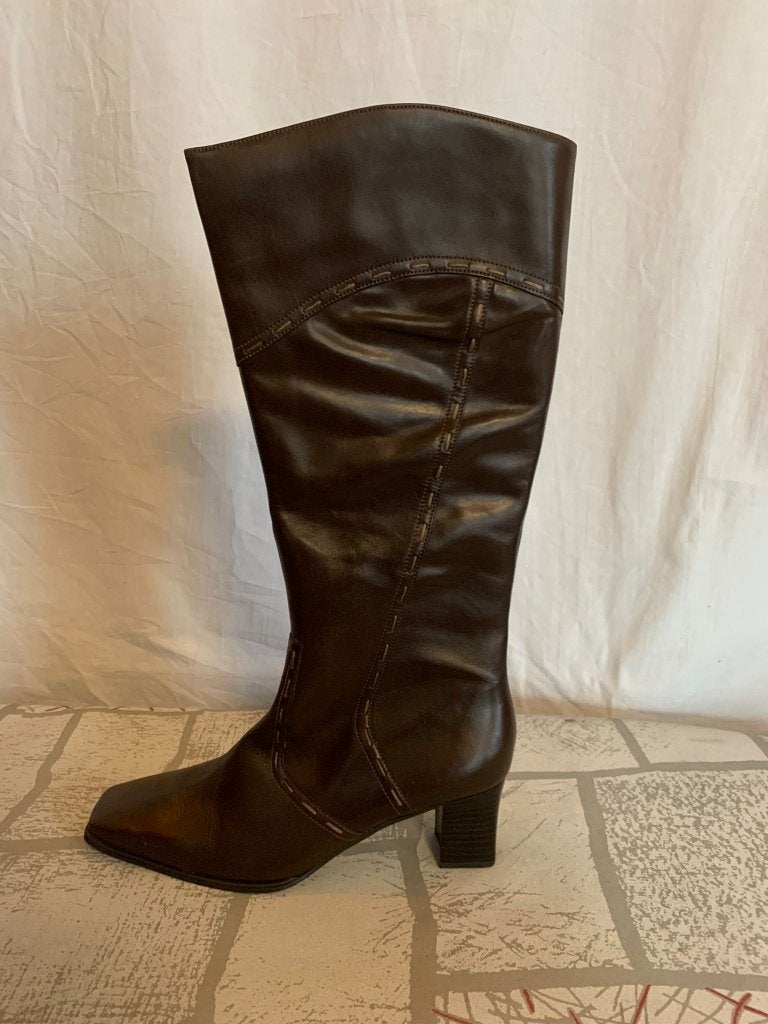 Hoge bruine leren laarzen.Mt 7 (40)Merk Gabor 149 nu 75 !, Hoge laarzen, Bruin, ., Nieuw