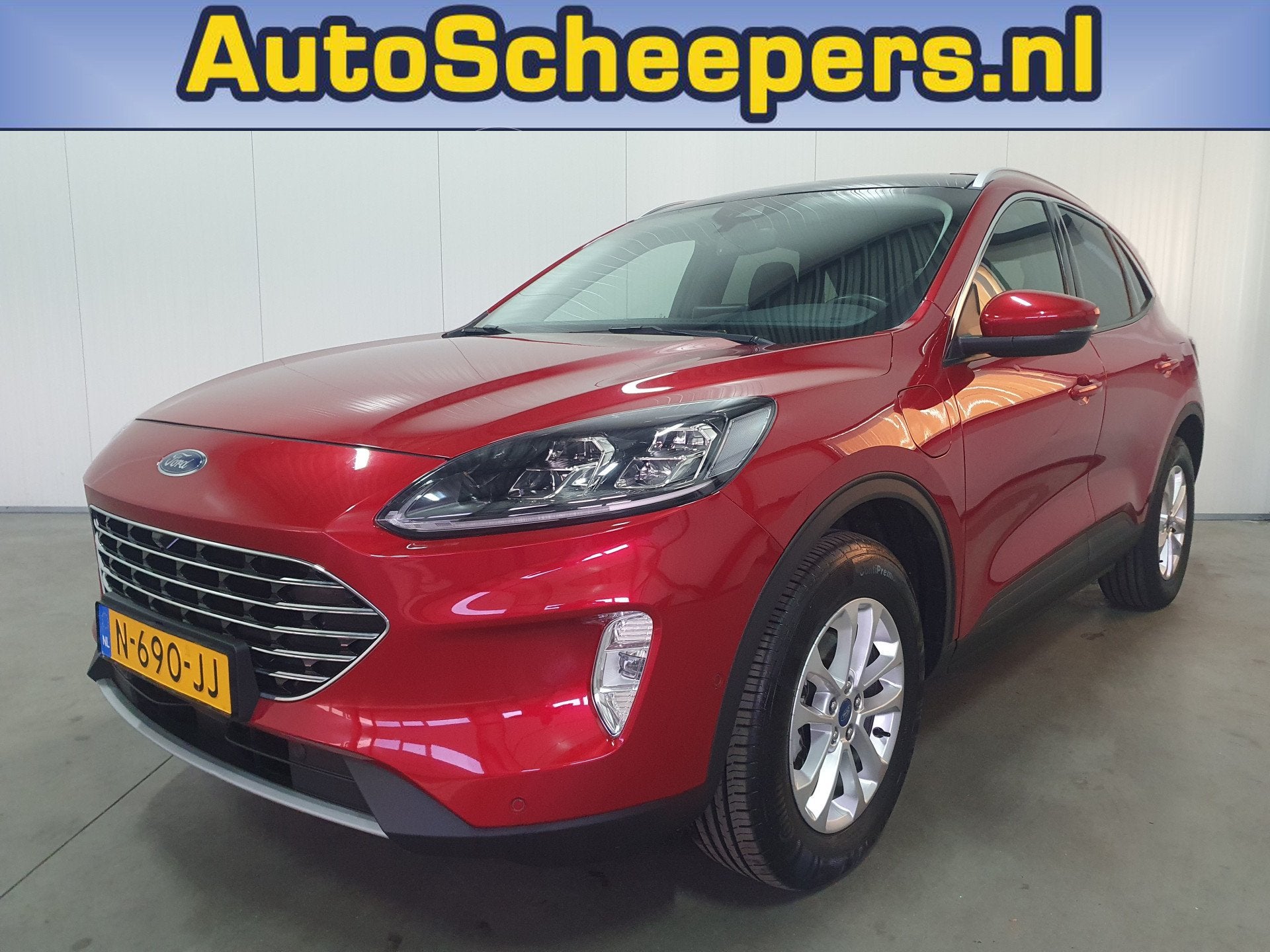 Ford Kuga 2.5 PHEV Titanium X PANO/NAVI/LED/H.LEDER/TRHAAK ., Auto's, Gebruikt, 4 cilinders, Leder en Stof, Grijs