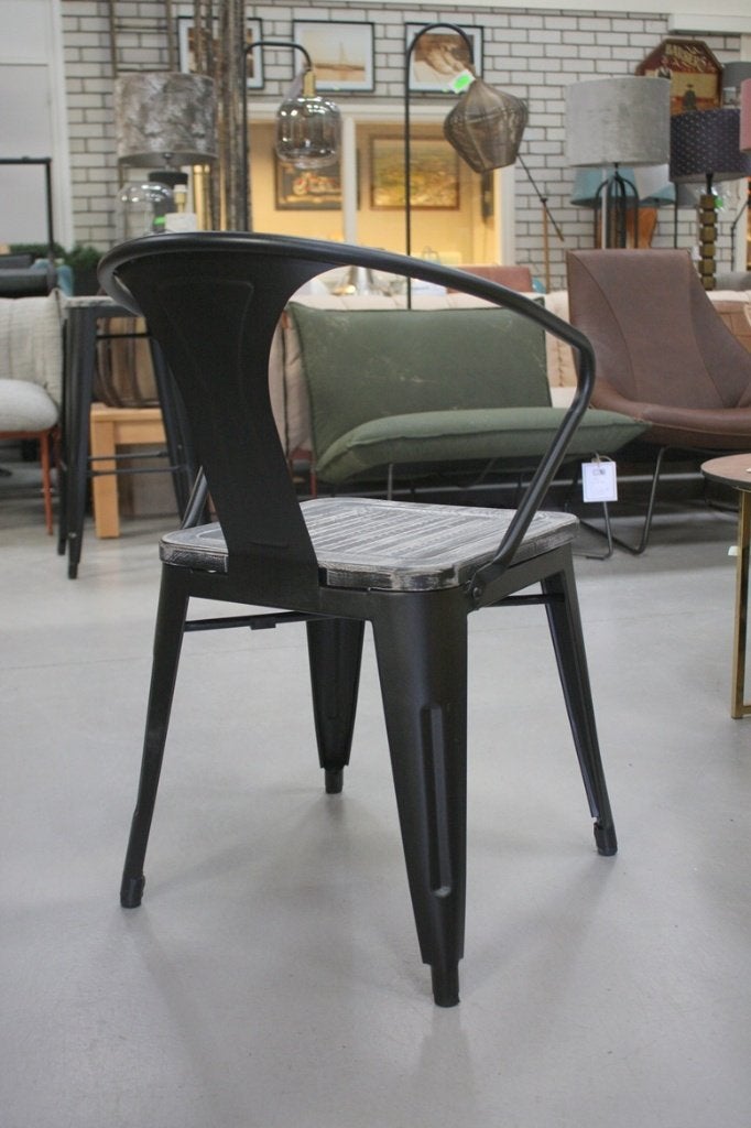Partij leuke eetkamerstoelen Tolix metaal hout horeca stapel, Ophalen, Nieuw, Hout, Vijf, Zes of meer stoelen