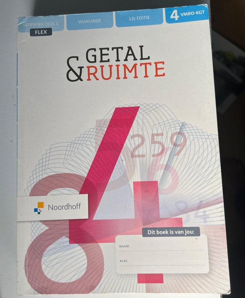 Getal en ruimte Wiskunde 4 VMBO KGT Leerboek deel 1, Boeken, Ophalen of Verzenden, Zo goed als nieuw, VMBO, Noordhoff Uitgevers