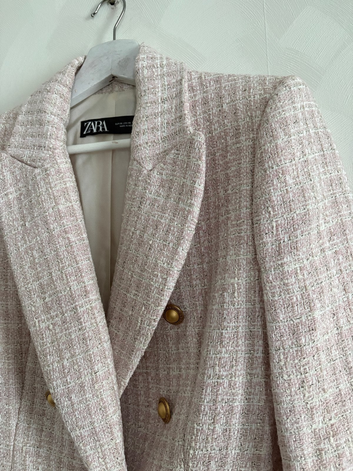 Zara Tweed Blazer - Roze/Wit Maat XS, Ophalen of Verzenden, Zo goed als nieuw, Jasje, Roze