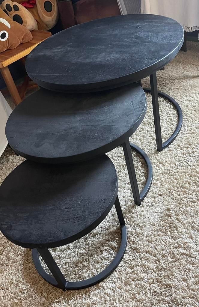 Salontafel set van 3, Ophalen, Rond, 50 tot 100 cm, Zo goed als nieuw