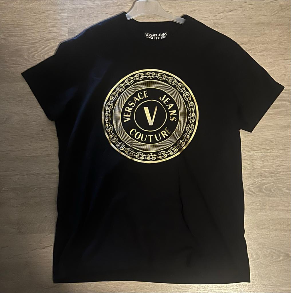Versace Jeans Couture T-shirt Zwart Maat M, Ophalen, Zo goed als nieuw, Maat 48/50 (M), Zwart